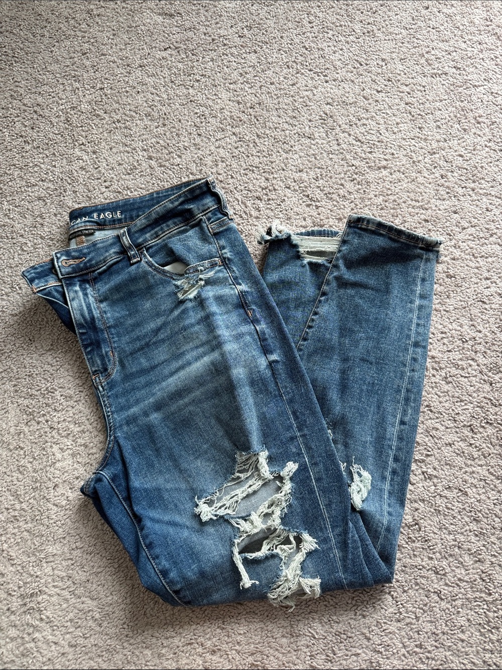 American Eagle Outfitters Ripped Blue Skinny Jeans